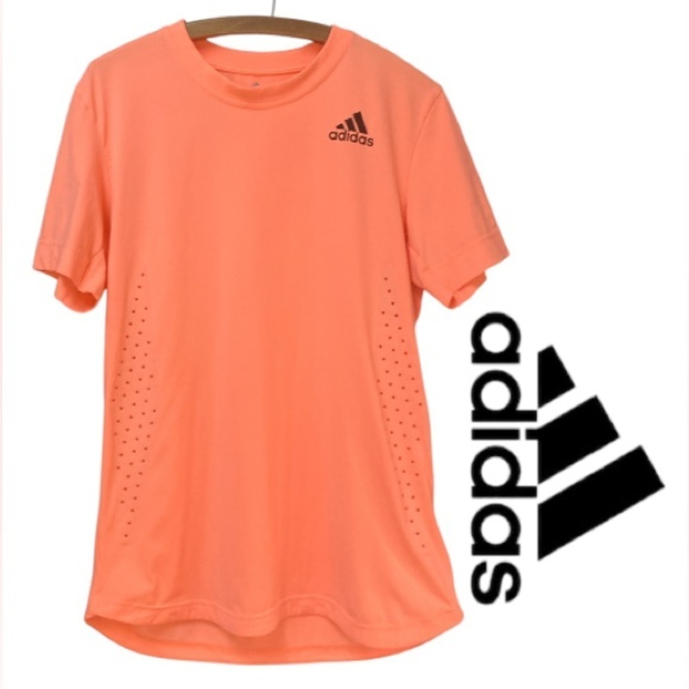 adidas Men's Tennis Freelift Tee Shirt Medium Orange AEROREADY Moisture Wicking